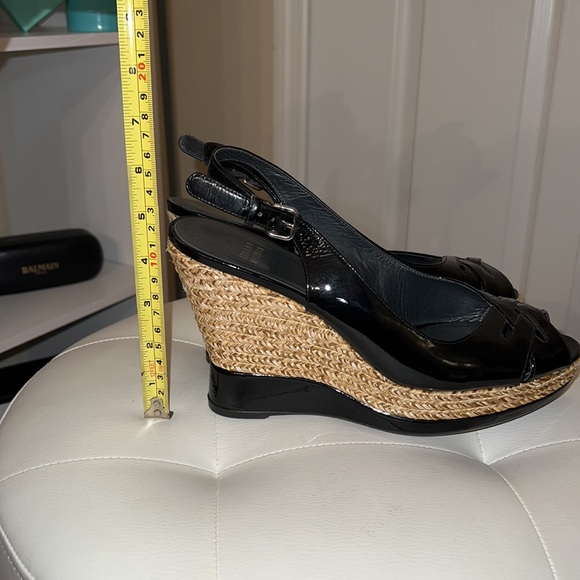 Stuart Weitzman black DoLunch Espadrille patent wedges sz 9.5 - Picture 14 of 15